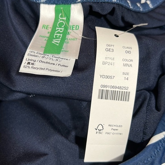 🆕 J. Crew Navy Asymmetrical One Piece Bikini Swimsuit Stripe Nautical 14 - Picture 12 of 16